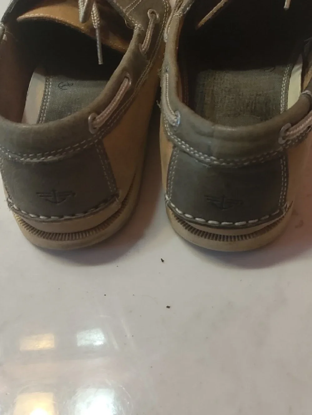 Men's Two-Tone Tan and Gray Boat Shoes